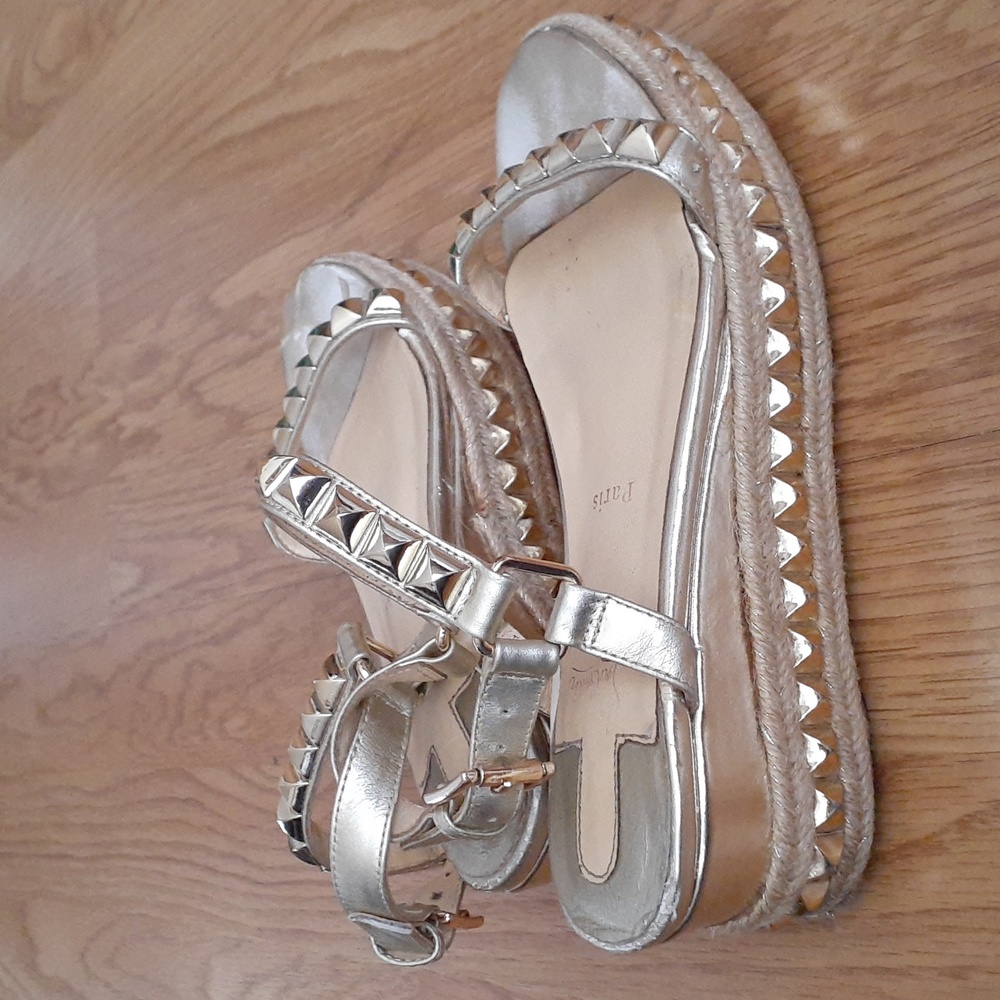 Christian Louboutin Metallic Gold Studded Platform Sandals